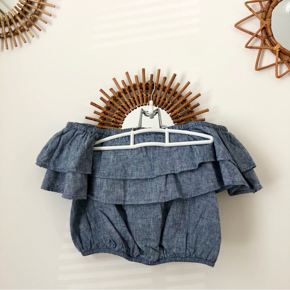 Express Off The Shoulder Ruffle Crop Top, size S - Picture 2 of 6